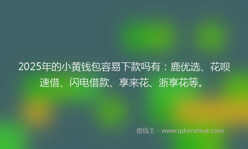 2025年的小黄钱包容易下款吗有：鹿优选、花呗速借、闪电借款、享来花、浙享花等。