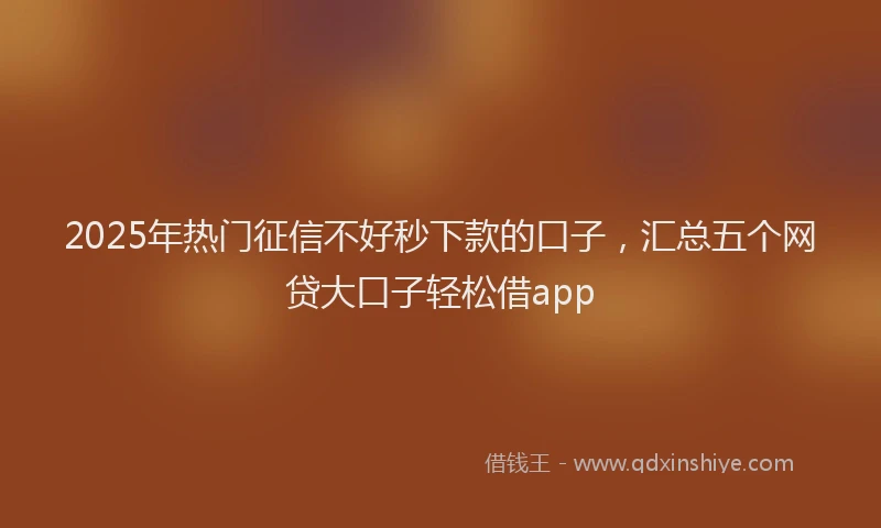 2025年热门征信不好秒下款的口子，汇总五个网贷大口子轻松借app