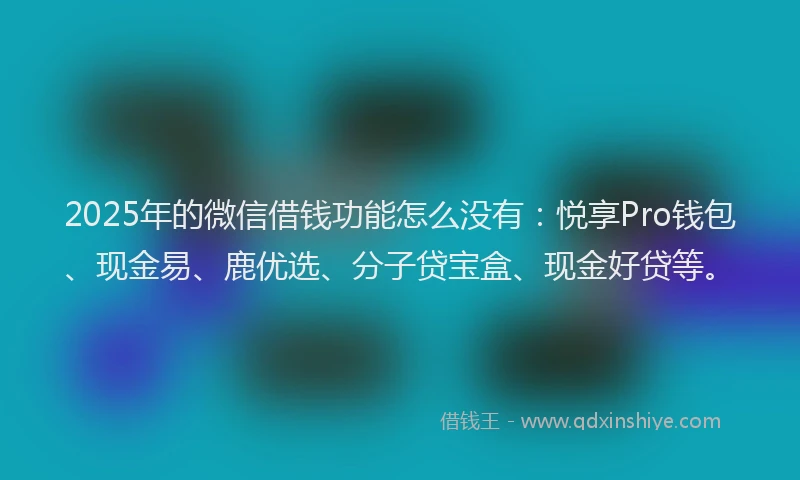 2025年的微信借钱功能怎么没有：悦享Pro钱包、现金易、鹿优选、分子贷宝盒、现金好贷等。