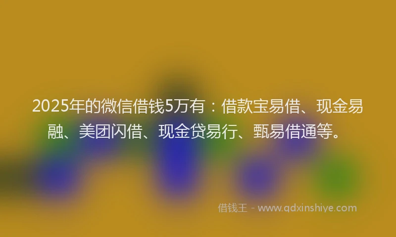 2025年的微信借钱5万有：借款宝易借、现金易融、美团闪借、现金贷易行、甄易借通等。