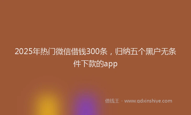 2025年热门微信借钱300条，归纳五个黑户无条件下款的app