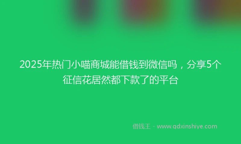 2025年热门小喵商城能借钱到微信吗，分享5个征信花居然都下款了的平台