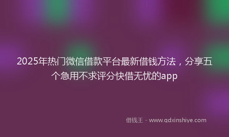 2025年热门微信借款平台最新借钱方法，分享五个急用不求评分快借无忧的app