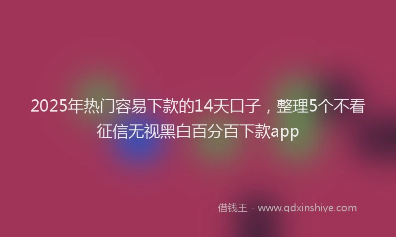 2025年热门容易下款的14天口子，整理5个不看征信无视黑白百分百下款app