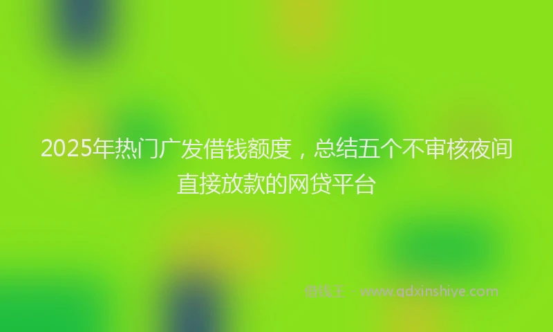 2025年热门广发借钱额度，总结五个不审核夜间直接放款的网贷平台