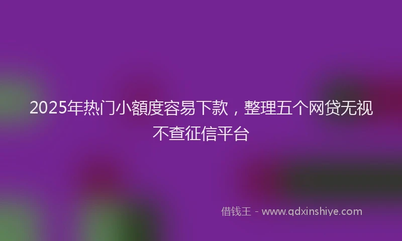 2025年热门小額度容易下款，整理五个网贷无视不查征信平台