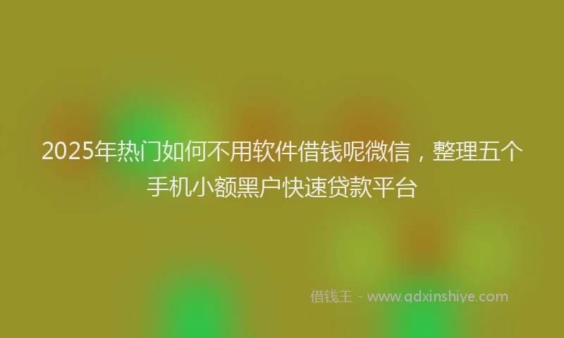 2025年热门如何不用软件借钱呢微信，整理五个手机小额黑户快速贷款平台