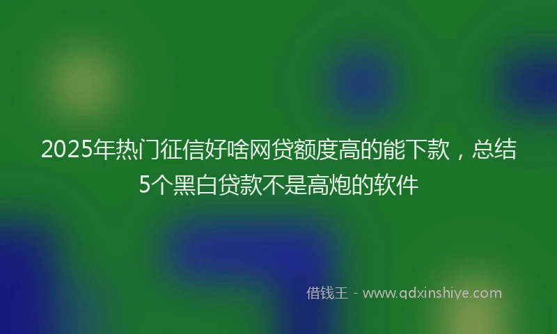 2025年热门征信好啥网贷额度高的能下款，总结5个黑白贷款不是高炮的软件