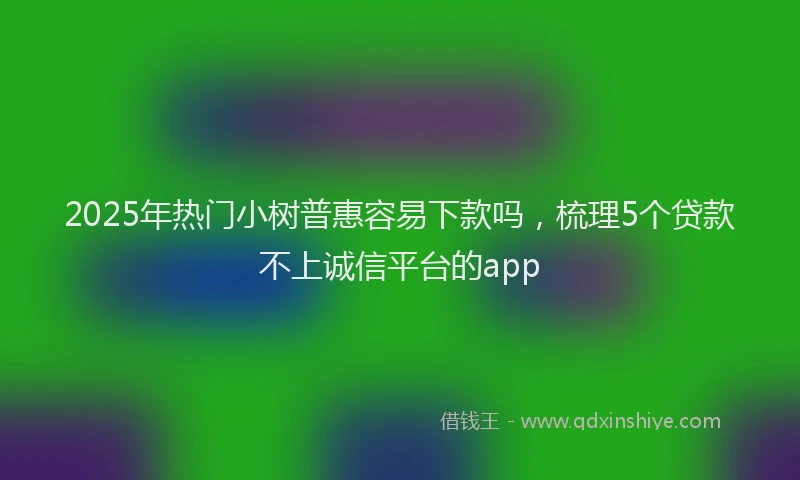 2025年热门小树普惠容易下款吗，梳理5个贷款不上诚信平台的app
