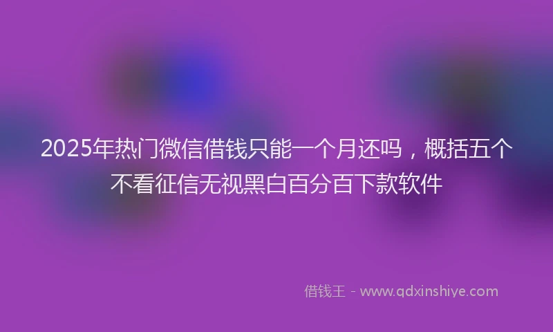 2025年热门微信借钱只能一个月还吗，概括五个不看征信无视黑白百分百下款软件