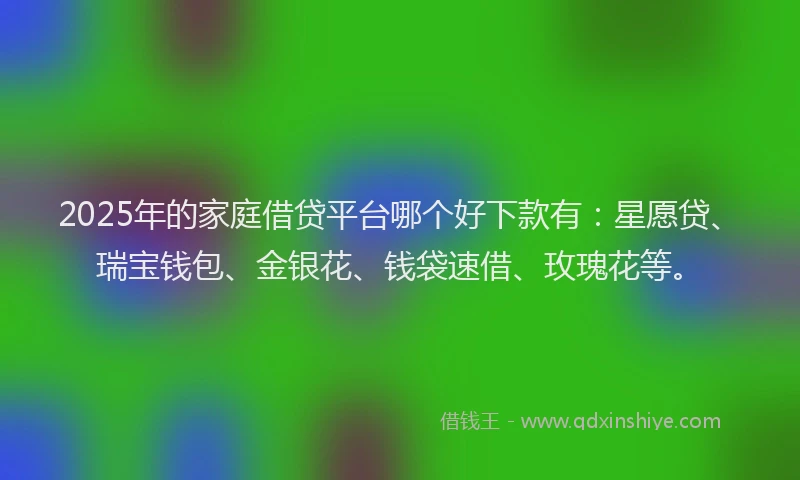 2025年的家庭借贷平台哪个好下款有：星愿贷、瑞宝钱包、金银花、钱袋速借、玫瑰花等。