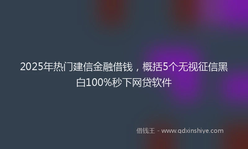 2025年热门建信金融借钱，概括5个无视征信黑白100%秒下网贷软件