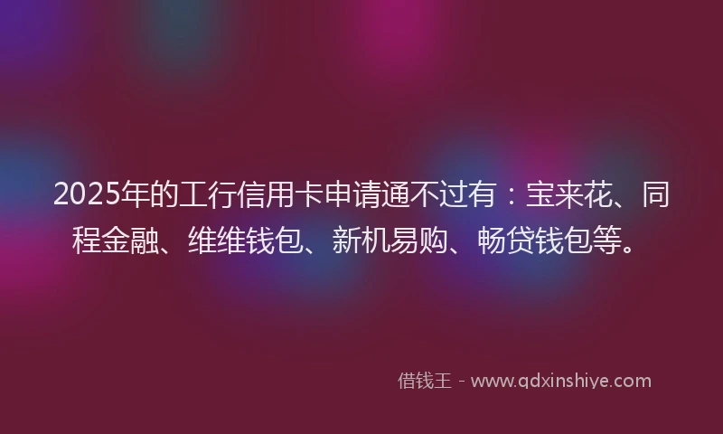 2025年的工行信用卡申请通不过有：宝来花、同程金融、维维钱包、新机易购、畅贷钱包等。