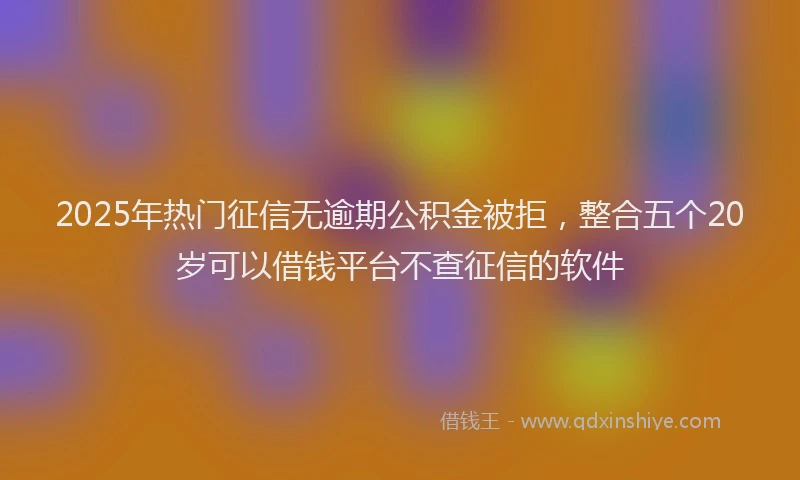 2025年热门征信无逾期公积金被拒，整合五个20岁可以借钱平台不查征信的软件