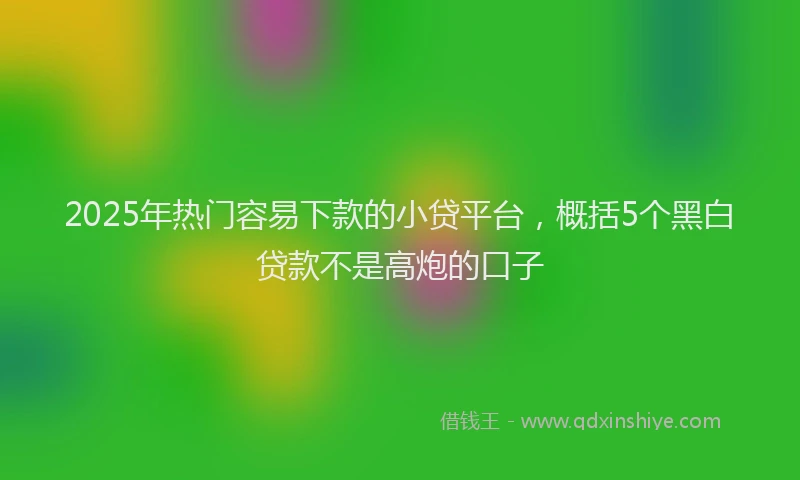 2025年热门容易下款的小贷平台，概括5个黑白贷款不是高炮的口子