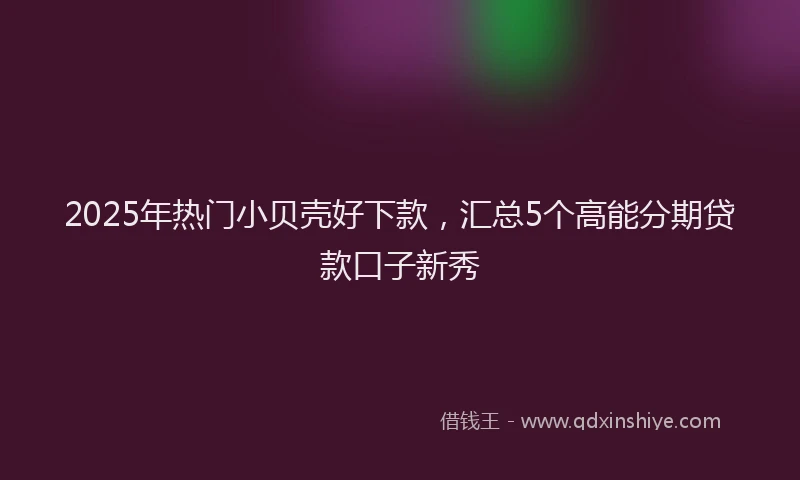 2025年热门小贝壳好下款，汇总5个高能分期贷款口子新秀