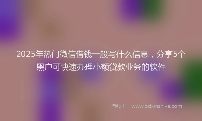 2025年热门微信借钱一般写什么信息，分享5个黑户可快速办理小额贷款业务的软件