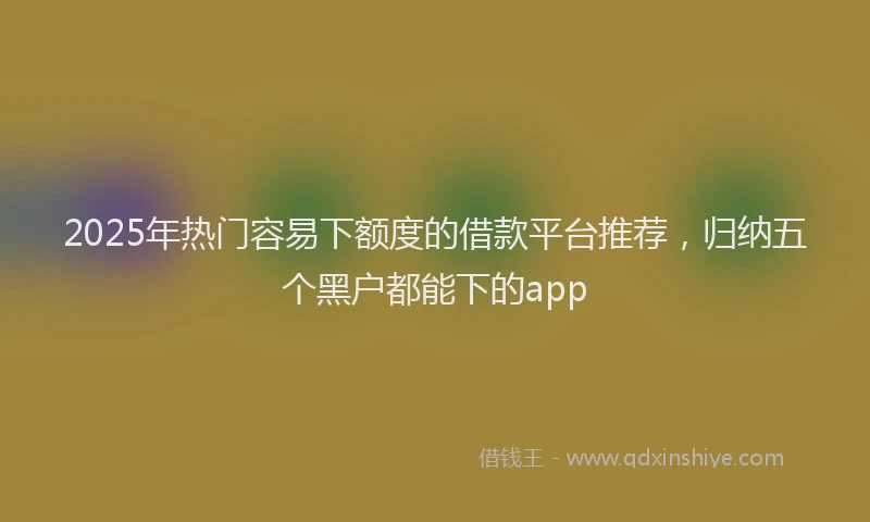 2025年热门容易下额度的借款平台推荐，归纳五个黑户都能下的app