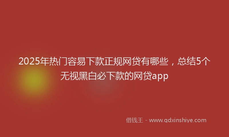 2025年热门容易下款正规网贷有哪些，总结5个无视黑白必下款的网贷app