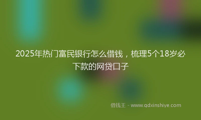 2025年热门富民银行怎么借钱，梳理5个18岁必下款的网贷口子