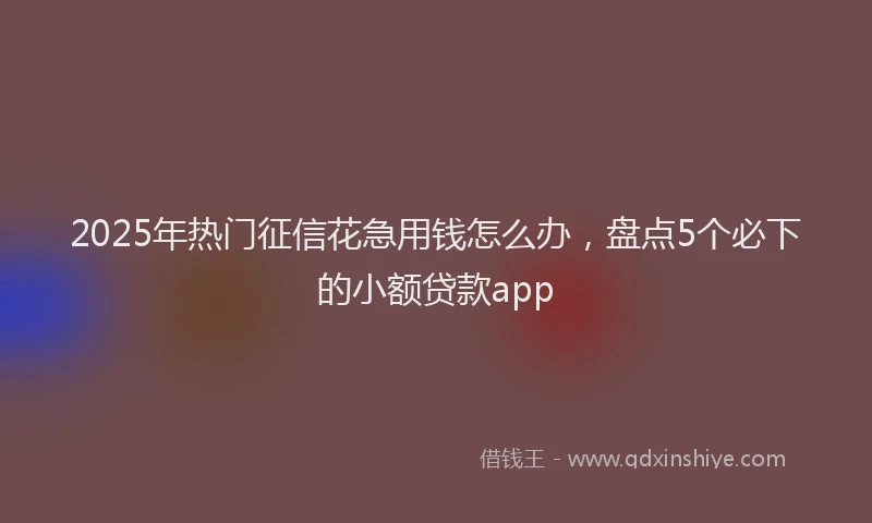 2025年热门征信花急用钱怎么办，盘点5个必下的小额贷款app