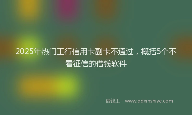 2025年热门工行信用卡副卡不通过，概括5个不看征信的借钱软件