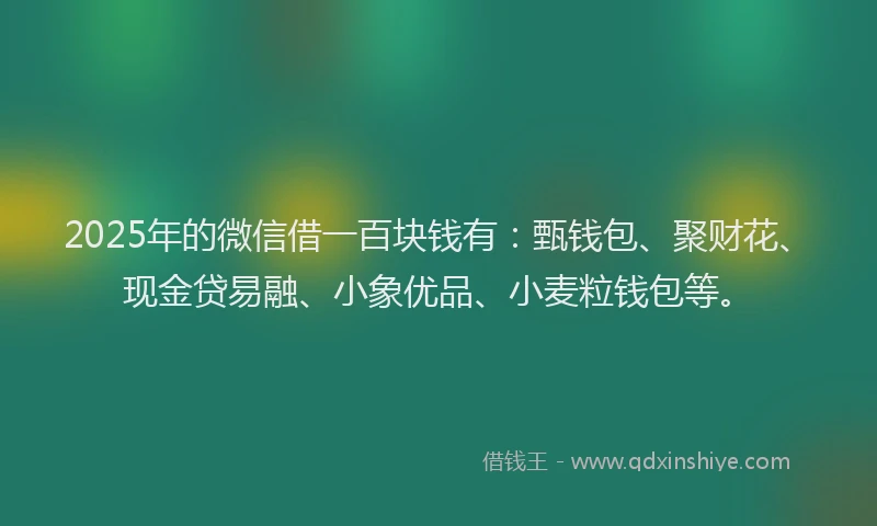 2025年的微信借一百块钱有：甄钱包、聚财花、现金贷易融、小象优品、小麦粒钱包等。