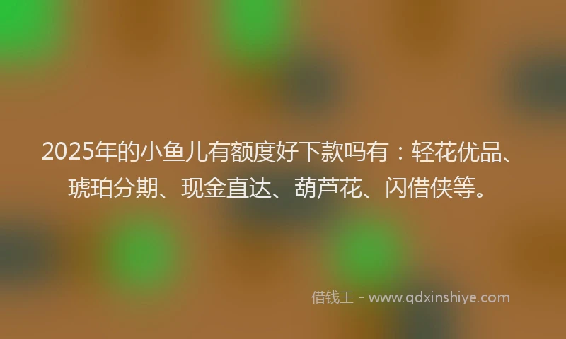 2025年的小鱼儿有额度好下款吗有：轻花优品、琥珀分期、现金直达、葫芦花、闪借侠等。