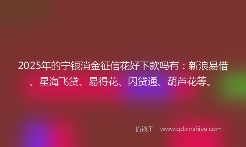 2025年的宁银消金征信花好下款吗有：新浪易借、星海飞贷、易得花、闪贷通、葫芦花等。