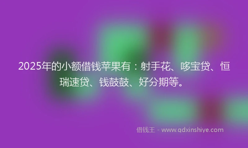 2025年的小额借钱苹果有：射手花、哆宝贷、恒瑞速贷、钱鼓鼓、好分期等。