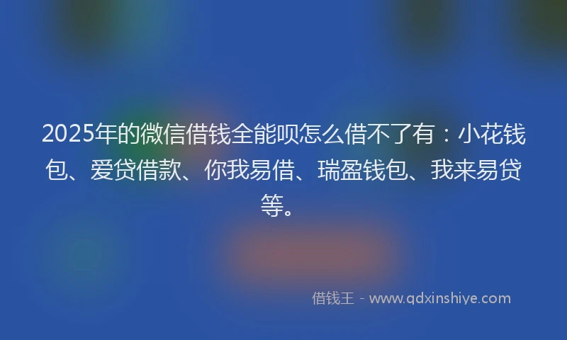 2025年的微信借钱全能呗怎么借不了有：小花钱包、爱贷借款、你我易借、瑞盈钱包、我来易贷等。
