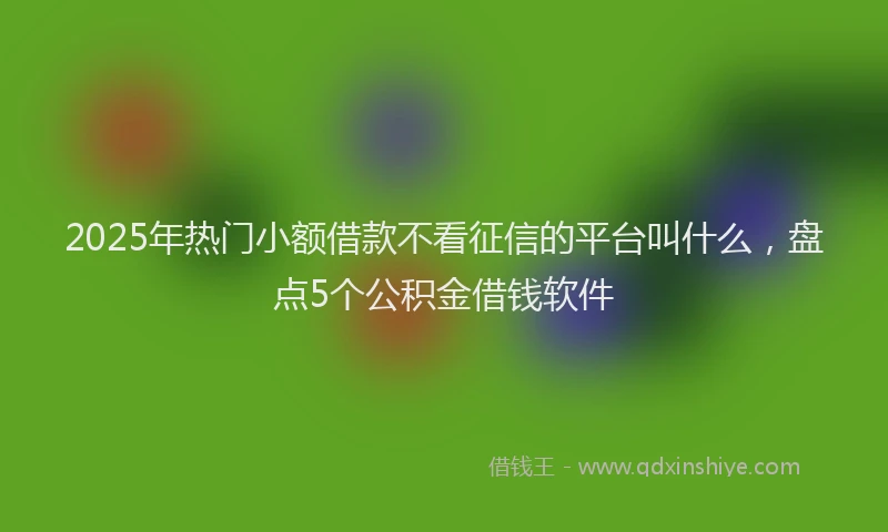 2025年热门小额借款不看征信的平台叫什么，盘点5个公积金借钱软件