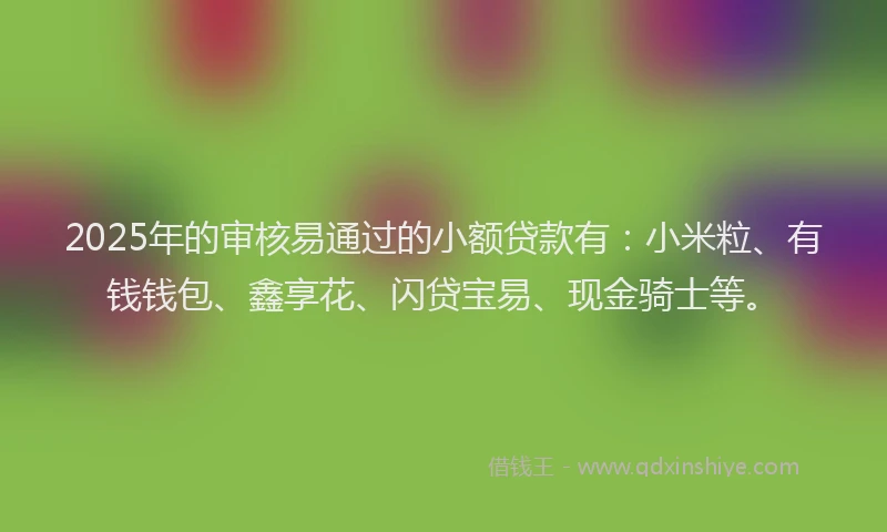 2025年的审核易通过的小额贷款有：小米粒、有钱钱包、鑫享花、闪贷宝易、现金骑士等。