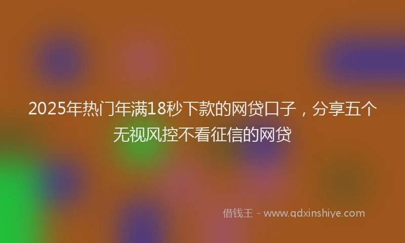 2025年热门年满18秒下款的网贷口子，分享五个无视风控不看征信的网贷