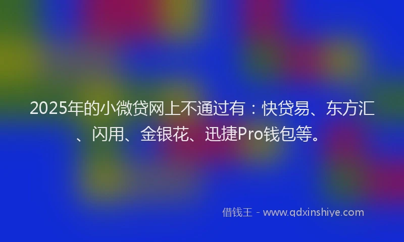 2025年的小微贷网上不通过有：快贷易、东方汇、闪用、金银花、迅捷Pro钱包等。