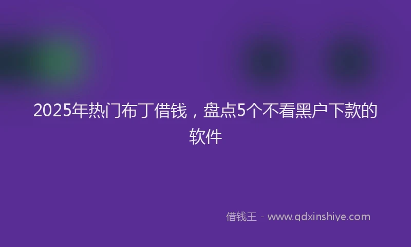 2025年热门布丁借钱，盘点5个不看黑户下款的软件