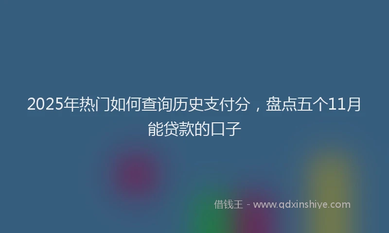 2025年热门如何查询历史支付分，盘点五个11月能贷款的口子