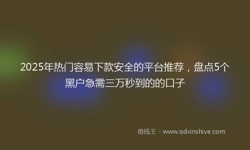 2025年热门容易下款安全的平台推荐，盘点5个黑户急需三万秒到的的口子