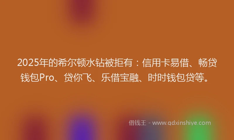 2025年的希尔顿水钻被拒有：信用卡易借、畅贷钱包Pro、贷你飞、乐借宝融、时时钱包贷等。