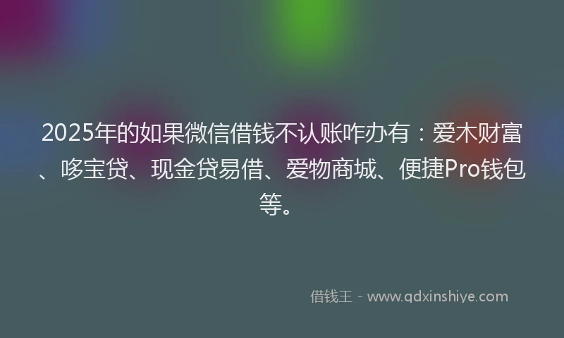 2025年的如果微信借钱不认账咋办有：爱木财富、哆宝贷、现金贷易借、爱物商城、便捷Pro钱包等。