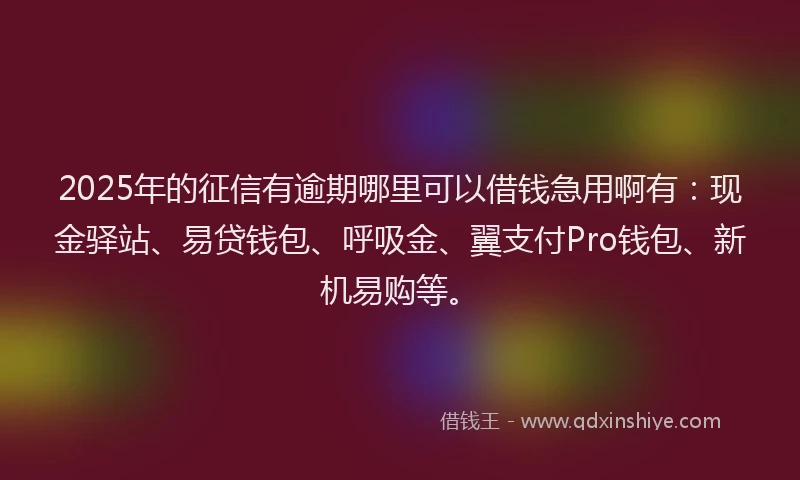 2025年的征信有逾期哪里可以借钱急用啊有：现金驿站、易贷钱包、呼吸金、翼支付Pro钱包、新机易购等。