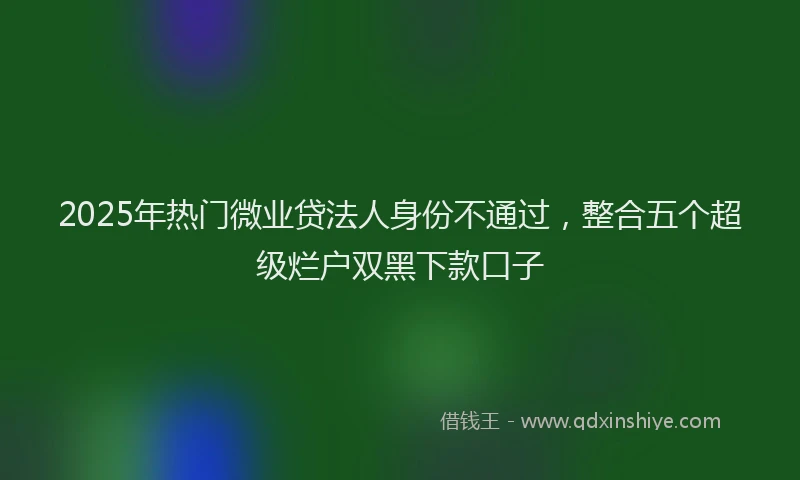 2025年热门微业贷法人身份不通过，整合五个超级烂户双黑下款口子