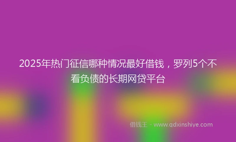 2025年热门征信哪种情况最好借钱，罗列5个不看负债的长期网贷平台