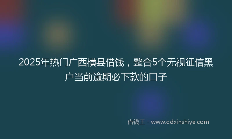 2025年热门广西横县借钱，整合5个无视征信黑户当前逾期必下款的口子