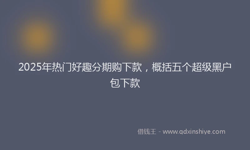 2025年热门好趣分期购下款，概括五个超级黑户包下款