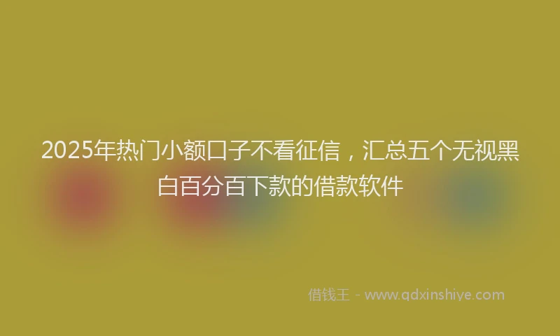 2025年热门小额口子不看征信，汇总五个无视黑白百分百下款的借款软件