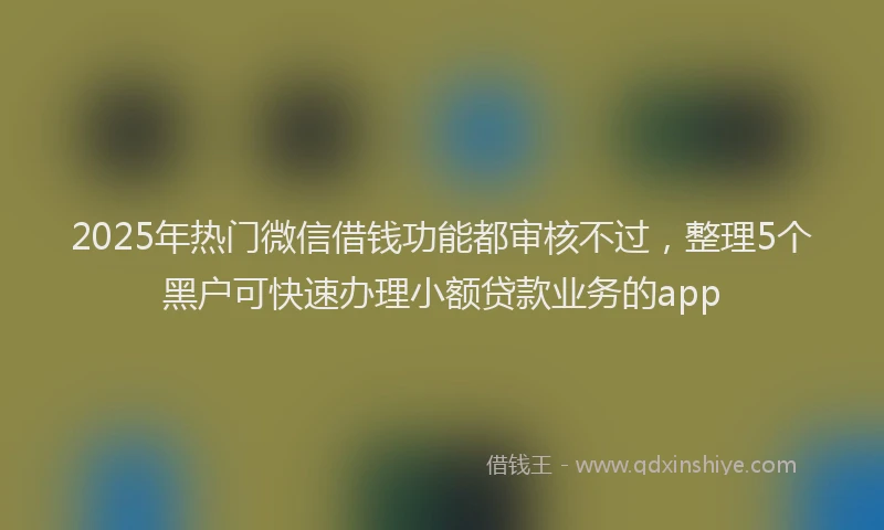2025年热门微信借钱功能都审核不过，整理5个黑户可快速办理小额贷款业务的app
