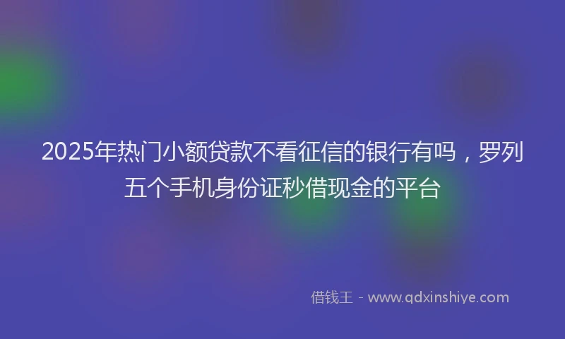 2025年热门小额贷款不看征信的银行有吗，罗列五个手机身份证秒借现金的平台