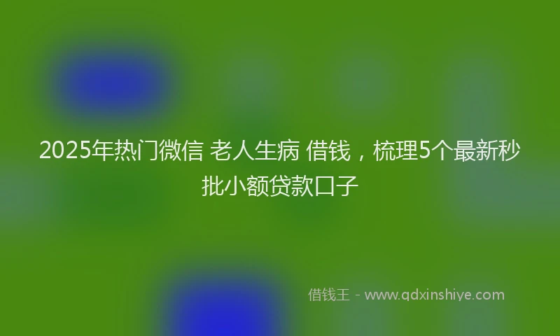 2025年热门微信 老人生病 借钱，梳理5个最新秒批小额贷款口子