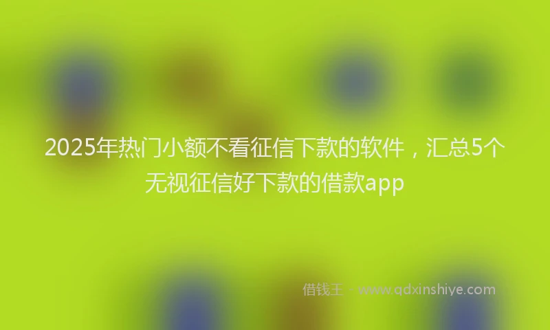 2025年热门小额不看征信下款的软件，汇总5个无视征信好下款的借款app